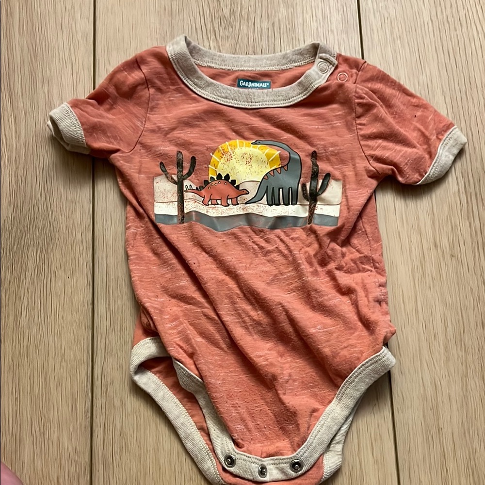Garanimals Orange and Cream Bodysuit with Tropical Graphic